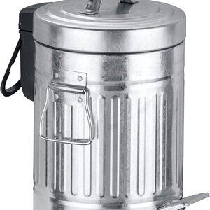 WENKO Step Trash Can with Lid and Pedal, Retro Metal Garbage Bin, for Bathroom,